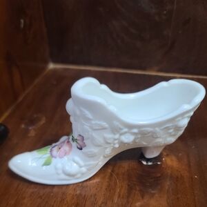 Fenton Milk Glass Slipper